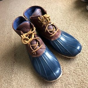 Blue and Brown Sperry Duck Boots